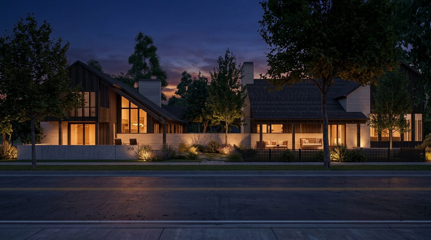 300 & 308 North 11th Avenue — both homes at dusk