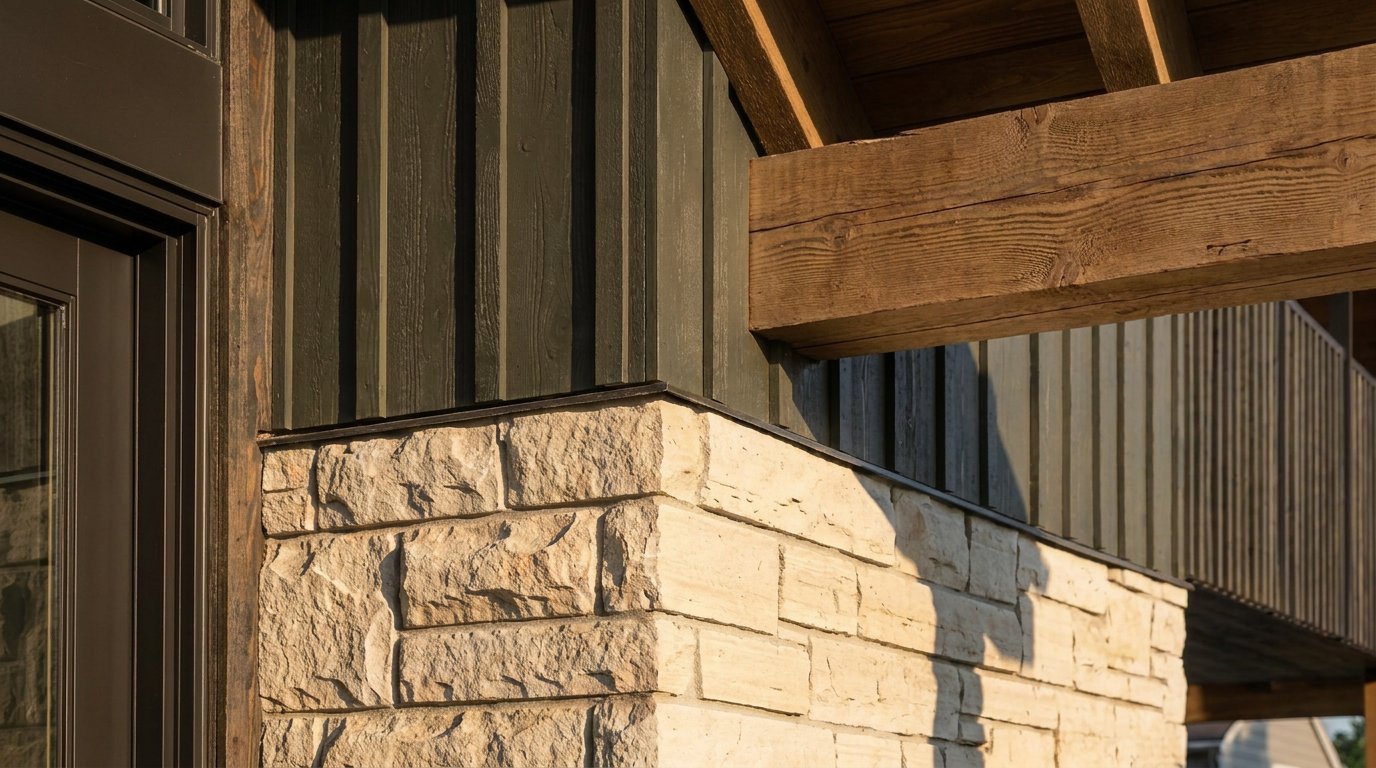 300 North 11th Avenue — painted board and batten siding and stone detail